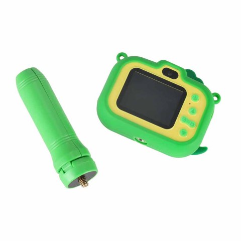 Aparat fotograficzny cyfrowy dla dzieci na statywie dinozaur zielony