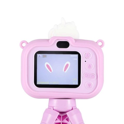 Aparat fotograficzny cyfrowy dla dzieci na statywie jednorożec fioletowy