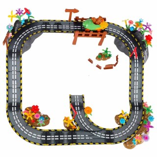 Klocki magnetyczne tor wyścigowy samochodowy 1 pojazd świecący 153 elementy