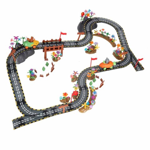 Klocki magnetyczne tor wyścigowy samochodowy 2 pojazdy świecące 310 elementów