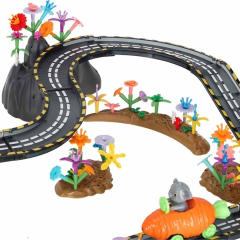 Klocki magnetyczne tor wyścigowy samochodowy 2 pojazdy świecące 310 elementów