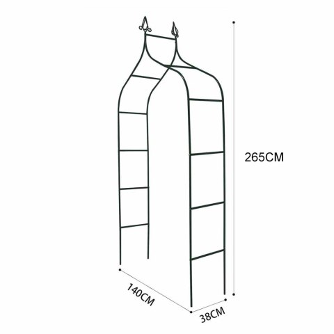 Pergola ogrodowa LUARO metalowa łuk z grotami na róże kwiaty pnącza 265 cm