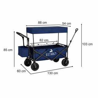 Wózek transportowy LUARO plażowy składany z daszkiem i siatką 120l granatowy
