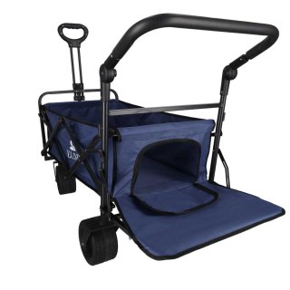 Wózek transportowy LUARO plażowy składany z daszkiem i siatką 120l granatowy