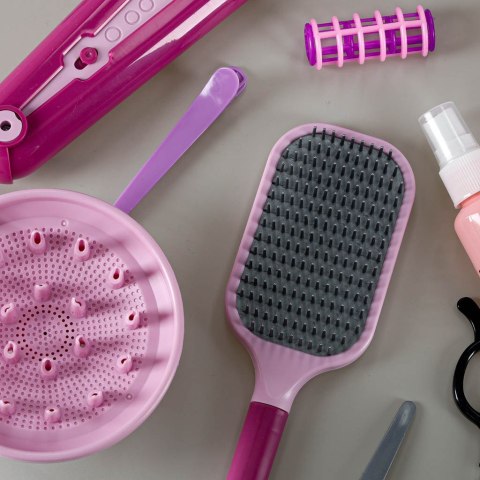 Zestaw fryzjerski dla dzieci suszarka prostownica światło dźwięk 15 elementów