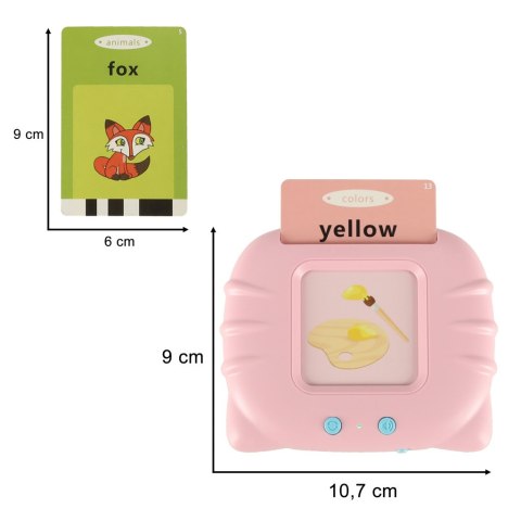 Nauka języka angielskiego czytnik kart do nauki słówek fiszki różowy