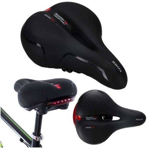 Siodełko rowerowe RALLEX sportowe wygodne pianka elastyczna lampka LED