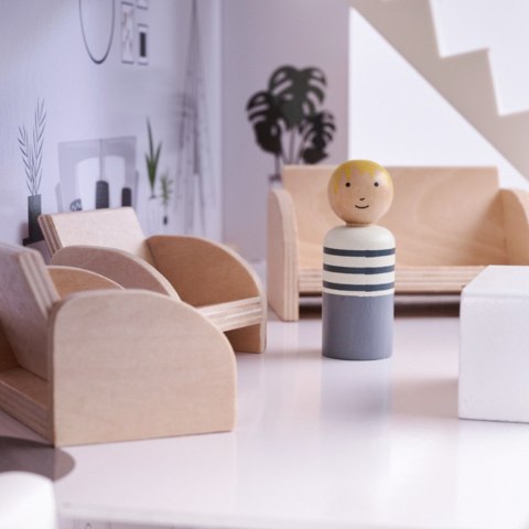 Domek dla lalek drewniane mebelki 80cm biały szary