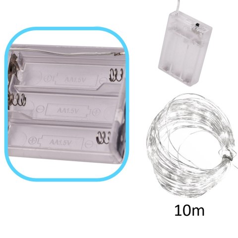 Lampki LED druciki dekoracyjne świąteczne choinkowe 10m 100LED zimny biały