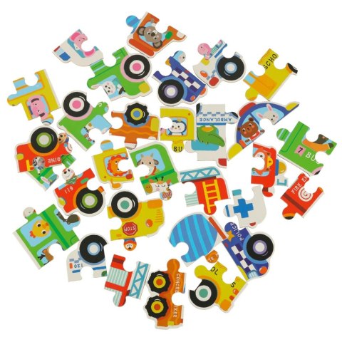 Puzzle dla dzieci układanka w puszce pojazdy 30 puzzli 6 obrazków