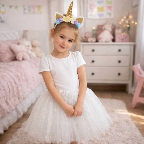 Kostium strój karnawałowy przebranie Jednorożec opaska + spódniczka tiulowa 3-6lat