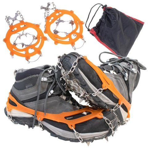 Raczki na buty antypoślizgowe turystyczne z kolcami łańcuchy pokrowiec roz. 38-45