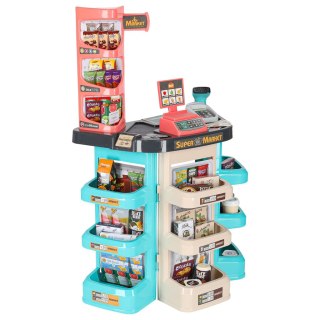 Sklep dla dzieci supermarket stragan wózek na zakupy akcesoria miętowy