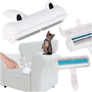 Szczotka wałek rolka do czyszczenia sierści z ubrań tapicerki biała niebieska