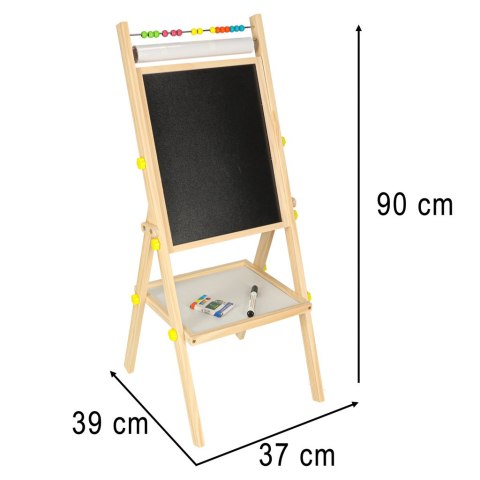 Tablica magnetyczna kredowa dwustronna drewniana literki kreda 38x37x90cm