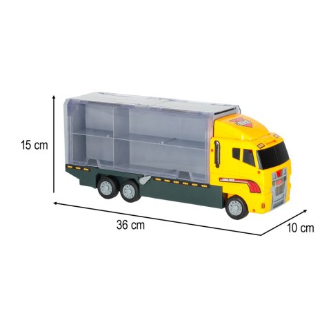 Transporter ciężarówka TIR wyrzutnia + metalowe auta maszyny budowlane