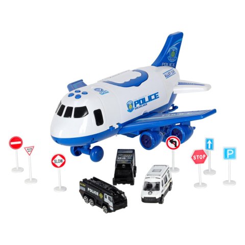 Transporter samolot + 3 auta policja