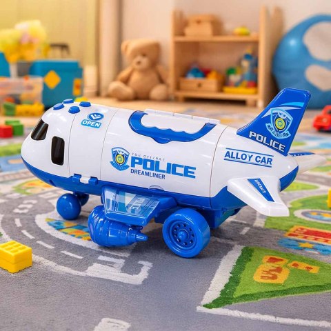 Transporter samolot + 3 auta policja