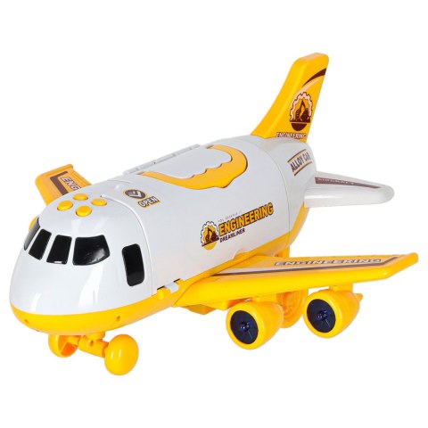 Samolot interaktywny rozkładany parking pojazdy budowlane 3 auta dźwięk światła