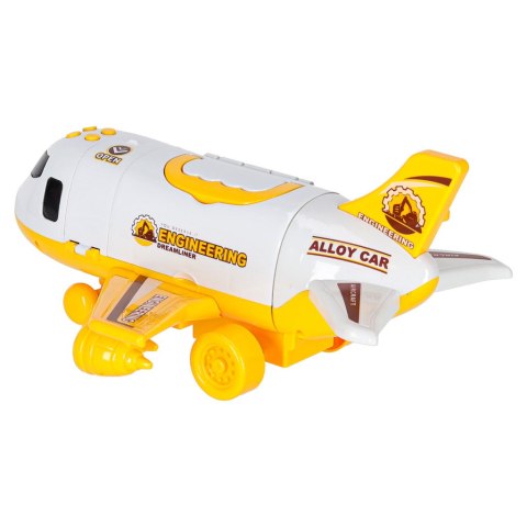 Samolot interaktywny rozkładany parking pojazdy budowlane 3 auta dźwięk światła