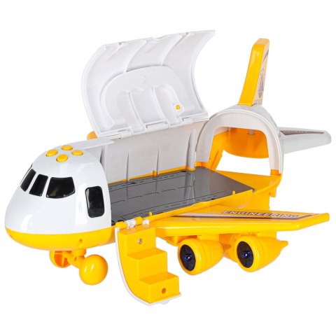 Samolot interaktywny rozkładany parking pojazdy budowlane 3 auta dźwięk światła