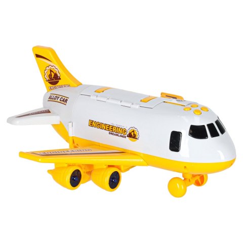 Samolot interaktywny rozkładany parking pojazdy budowlane 3 auta dźwięk światła