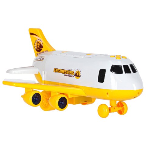 Samolot interaktywny rozkładany parking pojazdy budowlane 3 auta dźwięk światła