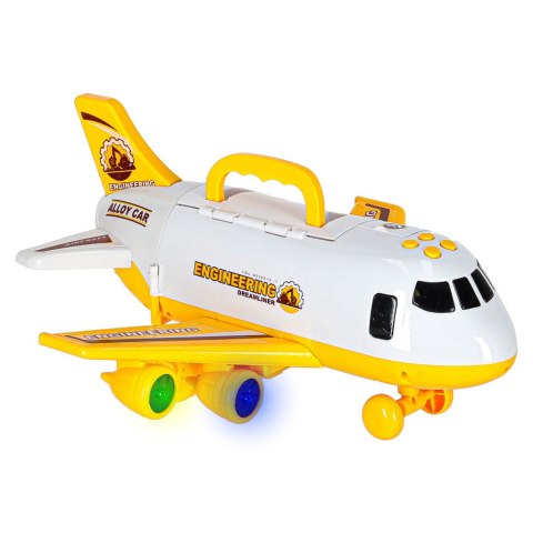 Samolot interaktywny rozkładany parking pojazdy budowlane 3 auta dźwięk światła