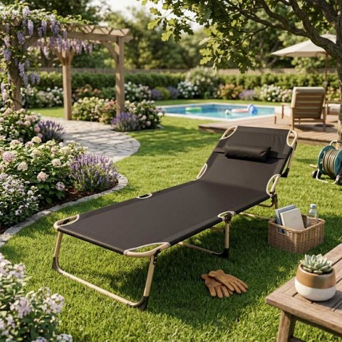 Łóżko polowe LUARO składane turystyczne kanadyjka leżanka z regulacją 193 cm szare