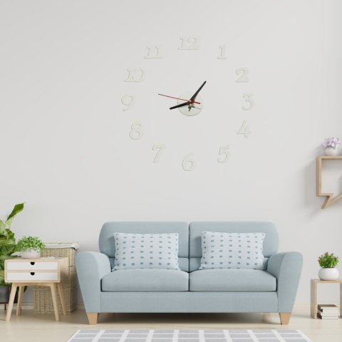 Zegar ścienny naklejany DIY regulowany nowoczesny srebrny 12 godzin