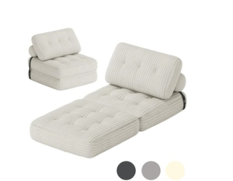BEALIFE Składana kanapa 3 w 1 | | 85x85x60 cm | AR32, kolor WHITE