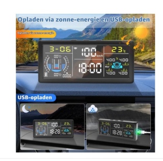 Monitor ciśnienia w oponach TPMS - Zasilanie solarne - 4 czujniki -