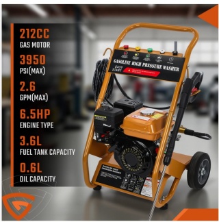 Myjka ciśnieniowa benzynowa 3950 PSI, 5 dysz, myjka zasilana benzyną, 6,5 KM