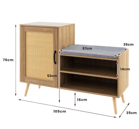 Rattanowa szafka na buty 2 w 1