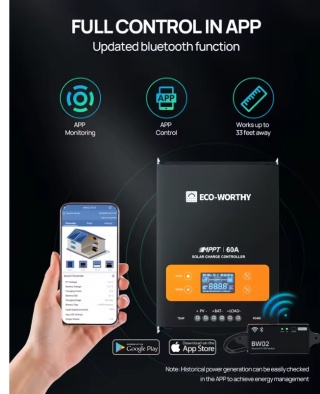 Regulator ładowania solarnego ECO-WORTHY 60A MPPT,