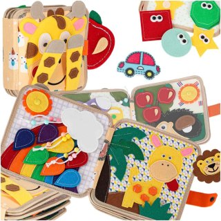 Książeczka sensoryczna edukacyjna filcowa 3D manipulacyjna ruchome elementy żyrafa