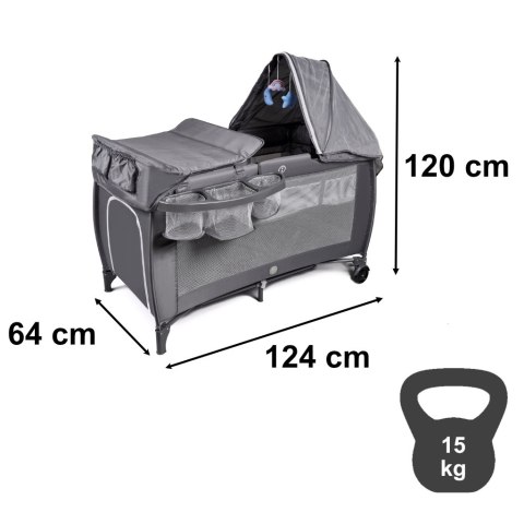 Łóżeczko dziecięce turystyczne składane kojec materac dla dzieci dwupoziomowe przewijak