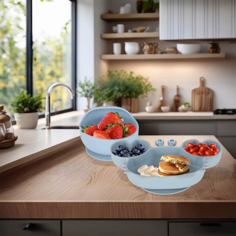 Naczynia silikonowe dla dzieci niemowląt krab zestaw 9 elementów niebieskie