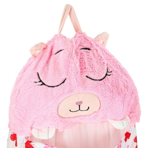 Śpiwór do spania dla dzieci turystyczny poduszka 2w1 125x50cm różowy