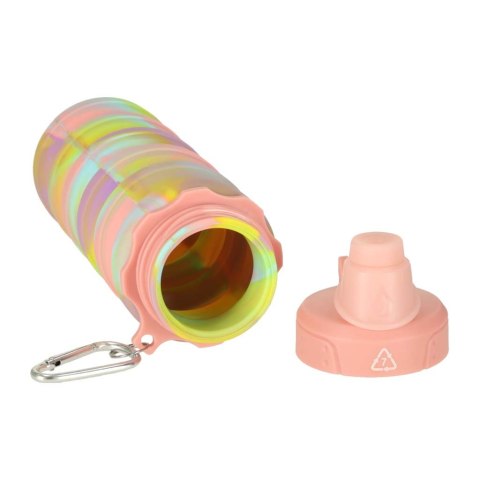 Butelka na wodę bidon silikonowy składany z uchwytem BPA FREE 500ml tęczowy