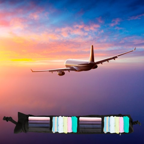 Poduszka turystyczna podróżna rogal zagłówek na szyję schowek do wypełnienia czarna