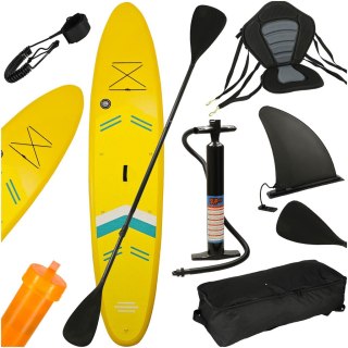 Deska SUP pompowana do pływania z siedzeniem akcesoriami wiosło zestaw żółta 350 cm