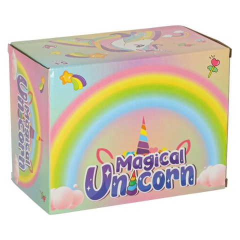 Kuferek zestaw kosmetyków do makijażu i paznokci makeup kosmetyki cienie lakiery szuflady jednorożec