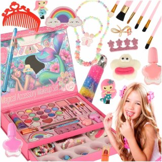 Kuferek zestaw kosmetyków do makijażu i paznokci makeup kosmetyki cienie lakiery szuflady syrenka