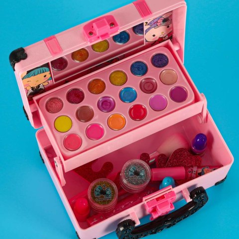 Kuferek zestaw kosmetyków do makijażu i paznokci makeup kosmetyki cienie lakiery walizka