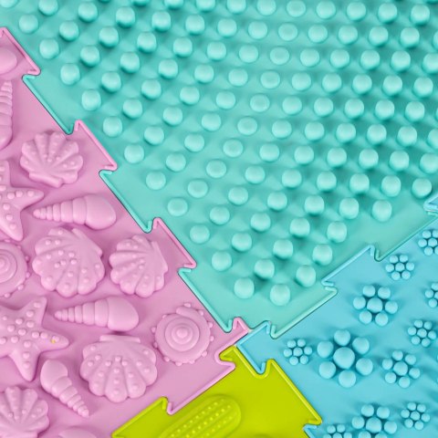 Mata sensoryczna puzzle montessori do masażu stóp 8 elementów pastelowe