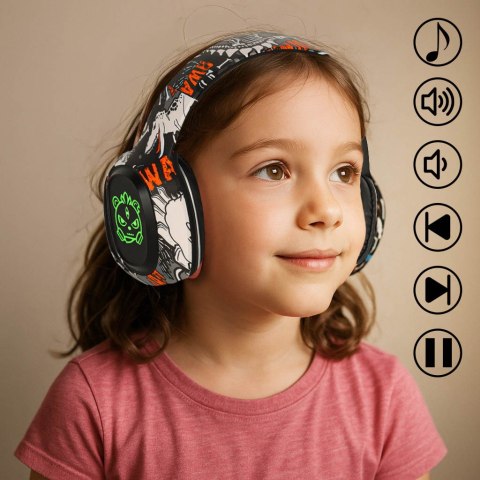 Słuchawki bezprzewodowe nauszne Bluetooth RGB Gaming Sport 200mAh czarne