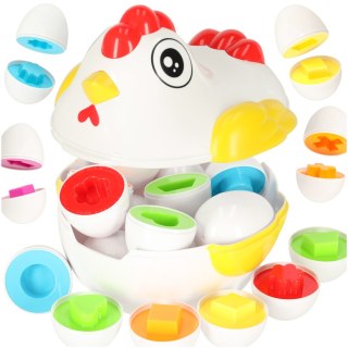 Układanka edukacyjna dopasuj kształty jajka 12 szt. kura