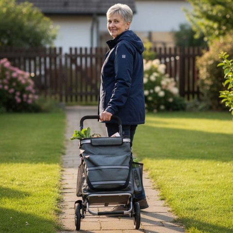 Wózek torba na zakupy na kółkach ze stelażem 100cm szary