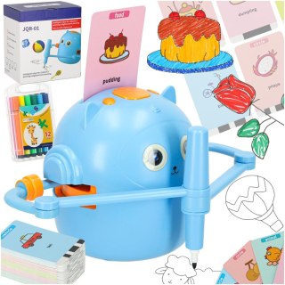 Zabawka interaktywna robot nauka rysowania fiszki kolorowe mazaki niebieski